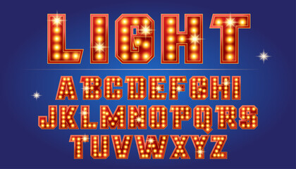 Vector retro light bulb alphabet