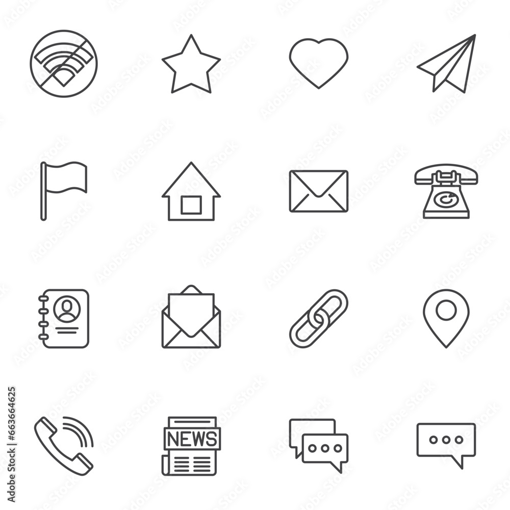 Poster basic ui line icons set