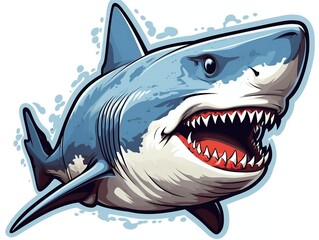 Sticker of a shark for t shirt design vector illustration with isolated background generative ai