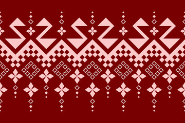 Red traditional ethnic pattern paisley flower Ikat background abstract Aztec African Indonesian Indian seamless pattern for fabric print cloth dress carpet curtains and sarong