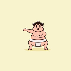 cute character sumo cartoon illustration