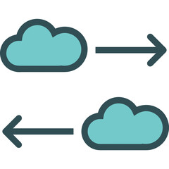 Cloud storage icon symbol vector image. Illustration of the database server hosting cloud system digital design image