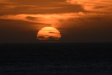 sunset, orange sky, tranquility