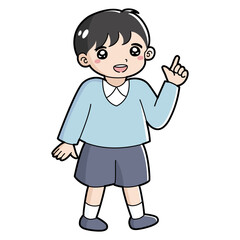 指を指す男の子のイラスト