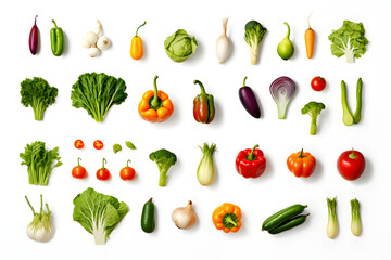 Gem&uuml;sesorten isoliert auf wei&szlig;em Hintergrund