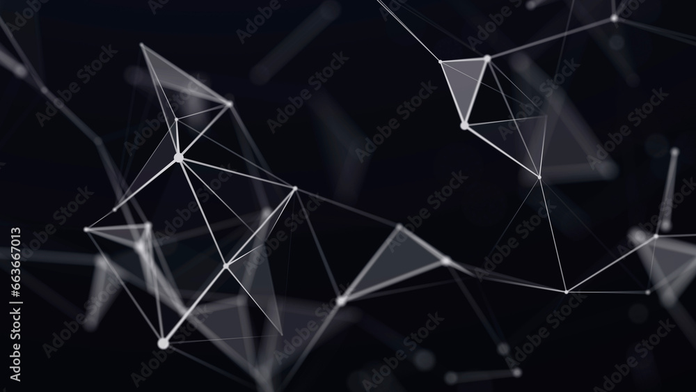 Aufkleber Digital technology background. Network connection dots and lines. Futuristic background for presentation design. 3d