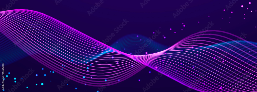 Aufkleber lights background. colored music wave. big data digital code. futuristic dots illustration. 3d