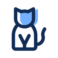 black cat filled line icon