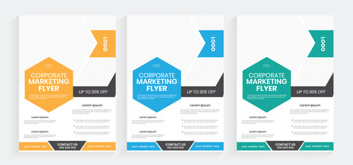 Corporate agency a4 size flyer design set, business marketing editable flyer design, new company industry a4size minimal color flyer, customizable vector handout, paper sheet, and cover flier