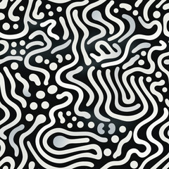 Zentangle doodle abstract black and white repeat pattern