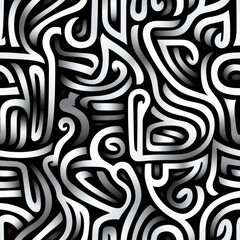 Zentangle doodle abstract black and white repeat pattern