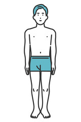 Fototapeta premium アンダーウェア姿の男性の全身イラスト