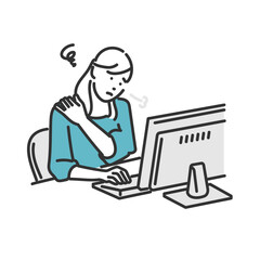 仕事でストレスをためる女性のイメージイラスト素材
