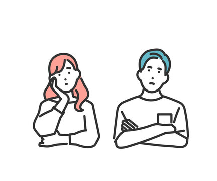考える男女のイメージイラスト素材