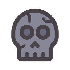 skull flat line icon