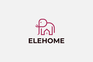 Elephant home logo and vector icon