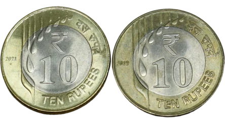 Fotobehang Indian ten rupees coin. on white background. Rupees, Indian Currency coins money, business real estate concept. © Udayakumar