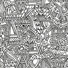 Fototapeta premium Zentangle doodle abstract black and white repeat pattern