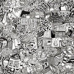 Zentangle doodle abstract black and white repeat pattern