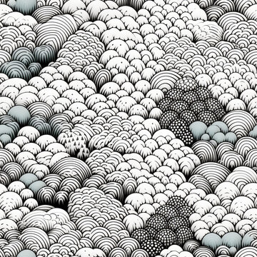 Zentangle doodle abstract black and white repeat pattern