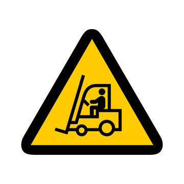 chariot &eacute;l&eacute;vateur manitout manutention danger triangle jaune panneau signalisation danger