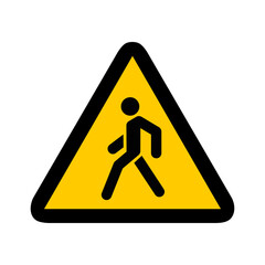 piéton triangle jaune panneau signalisation danger - obrazy, fototapety, plakaty