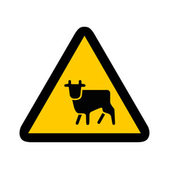vache attention danger triangle jaune panneau signalisation danger