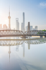 financial district in Shanghai in morning