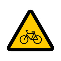 vélo cycliste route triangle jaune panneau signalisation danger