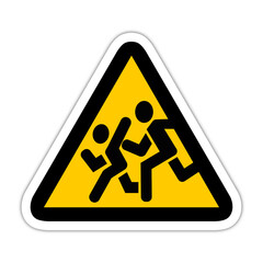 courir chantier triangle jaune panneau signalisation danger relief