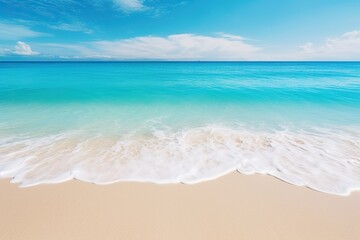 Beautiful view of the beach and sea. Marine natural landscape. Yellow sand, blue water.
