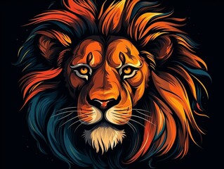 Sticker of a lion for t shirt design vector illustration with isolated background generative ai