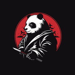Samurai panda in a minimalist style. Emphasize agility, courage, and strength. Vector illustration AI eps file © Zhayyyn Imagine