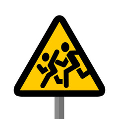 courir chantier triangle jaune panneau signalisation danger