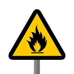 Incendie inflammable feu  panneau triangle jaune signalisation danger