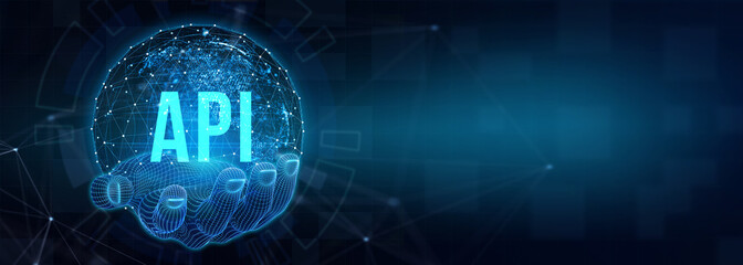 API - Application Programming Interface. Software development tool. Business, modern technology, internet and networking concept. 3d illustration