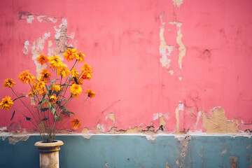 Blume vor einer bunten Wand - Hintergrund