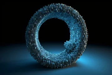 Fotobehang 3D circular symbol composed of digits. Generative AI © Madoc