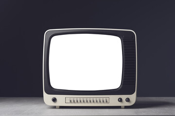 Vintage analog TV on blue background