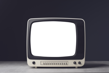 Vintage analog TV on blue background