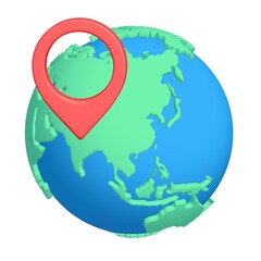 Geo mark pointer on planet earth. Navigation concept