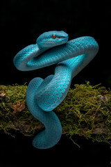 Blue White Lipped Pit Viper (Trimeresurus insularis) is venomous pit vipers and native to Indonesia.