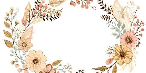 Obraz premium Watercolor vintage floral geometric frame for wedding, birthday, card, background, invitation, wallpaper, sticker, decoration etc.