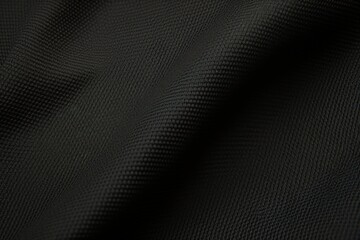 Black color football jersey clothing fabric texture sports wear background, close up. - obrazy, fototapety, plakaty