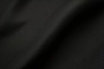 Outdoor-Kissen Black color football jersey clothing fabric texture sports wear background, close up. © DreamPointArt