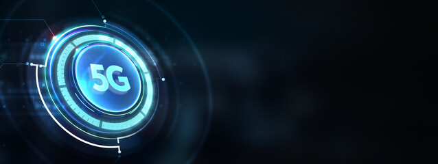 The concept of 5G network, high-speed mobile Internet, new generation networks. Business, modern technology, internet and networking concept. 3d illustration