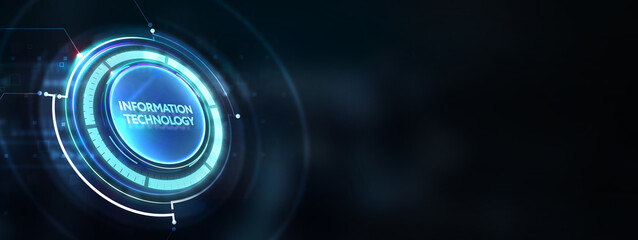 IT consultant presenting tag cloud about information technology. 3d illustration