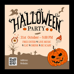 Halloween party promotion social media banner template design