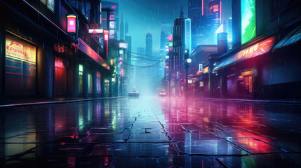 A rainy night in the neon underbelly of the city