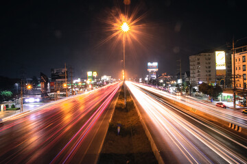 Fototapeta na wymiar night traffic in bangkok